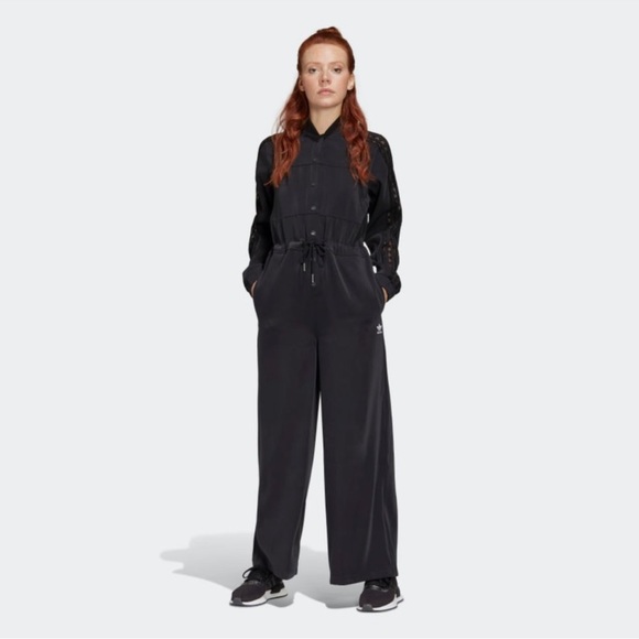 adidas Pants - Adidas Black Snap Front Lace Jumpsuit NEW! SZS